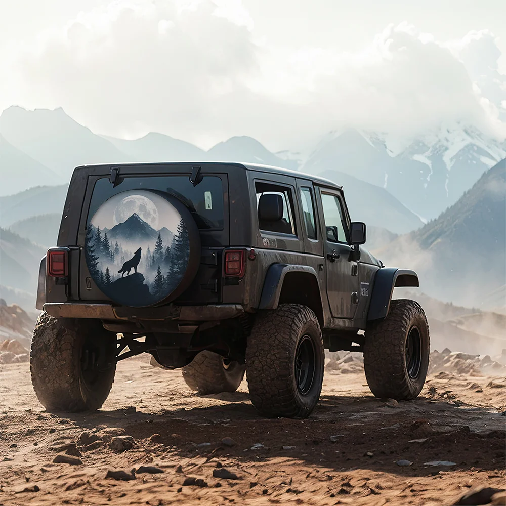 Pokrowiec na koło zapasowe Lone Wolf Moonlight do kempingu, na samochody typu camper, Jeep, SUV, pojazdy 4WD i 4x4, akcesoria samochodowe