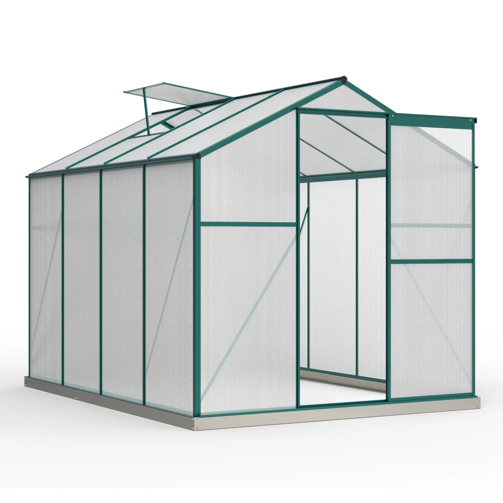 Aluminium kas met foundation 4,75 M2 - 190 × 253 cm incl., dakraam en schuifdeur, tuinkas plantenhuis