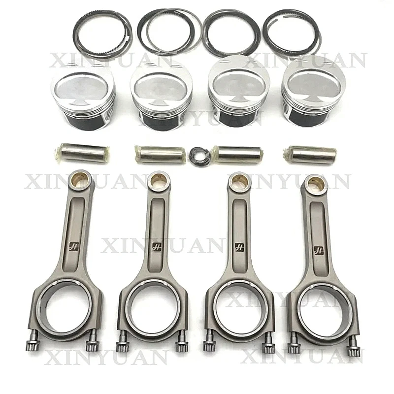 Forged Piston & Connecting Rod Kit, EA111 1.4TSI Engine Parts with 76.5mm Bore, CR10:1, 144mm and 19mm Specs for VW