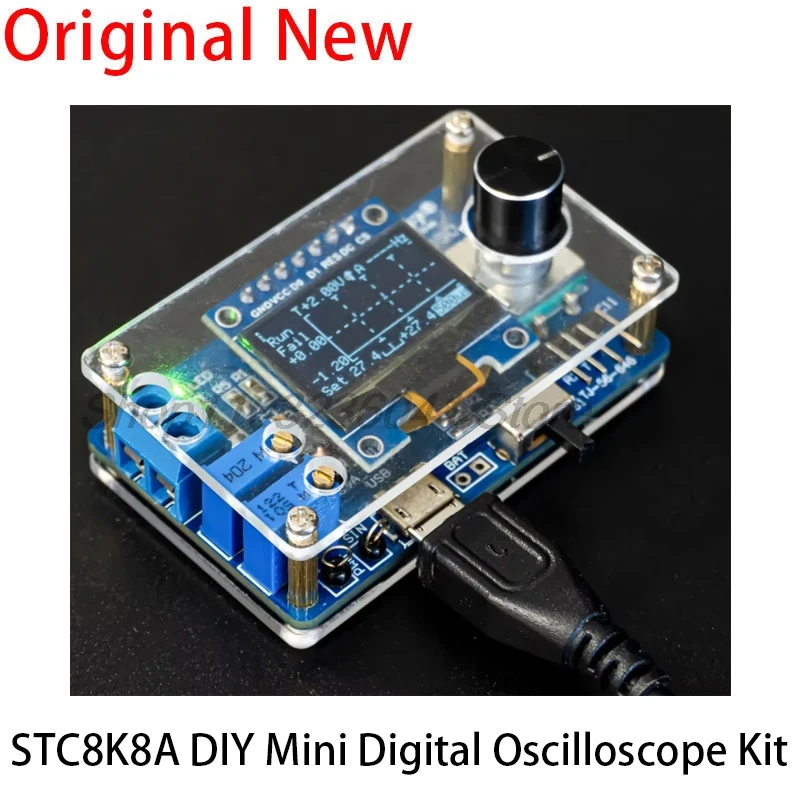 DIY Mini Digital Oscilloscope Kit STC8K8A Microcontroller Electronic Soldering Practice Loose Parts