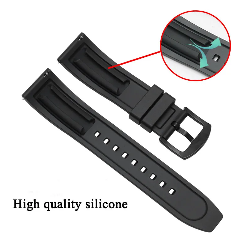 Quick Release Silicone Strap 20mm 22mm 24mm For Seiko 5 Mido Omega Seamaster Rubber Watch Band Waterproof Sports Belt Bracelets