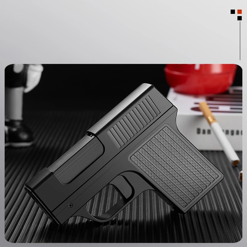 1PCS  Creative Pistol Shape Lighter With Cigarette Box Butane Gas Lighter Welding Gun Windproof Cigar Lighter Unusual Men Gift