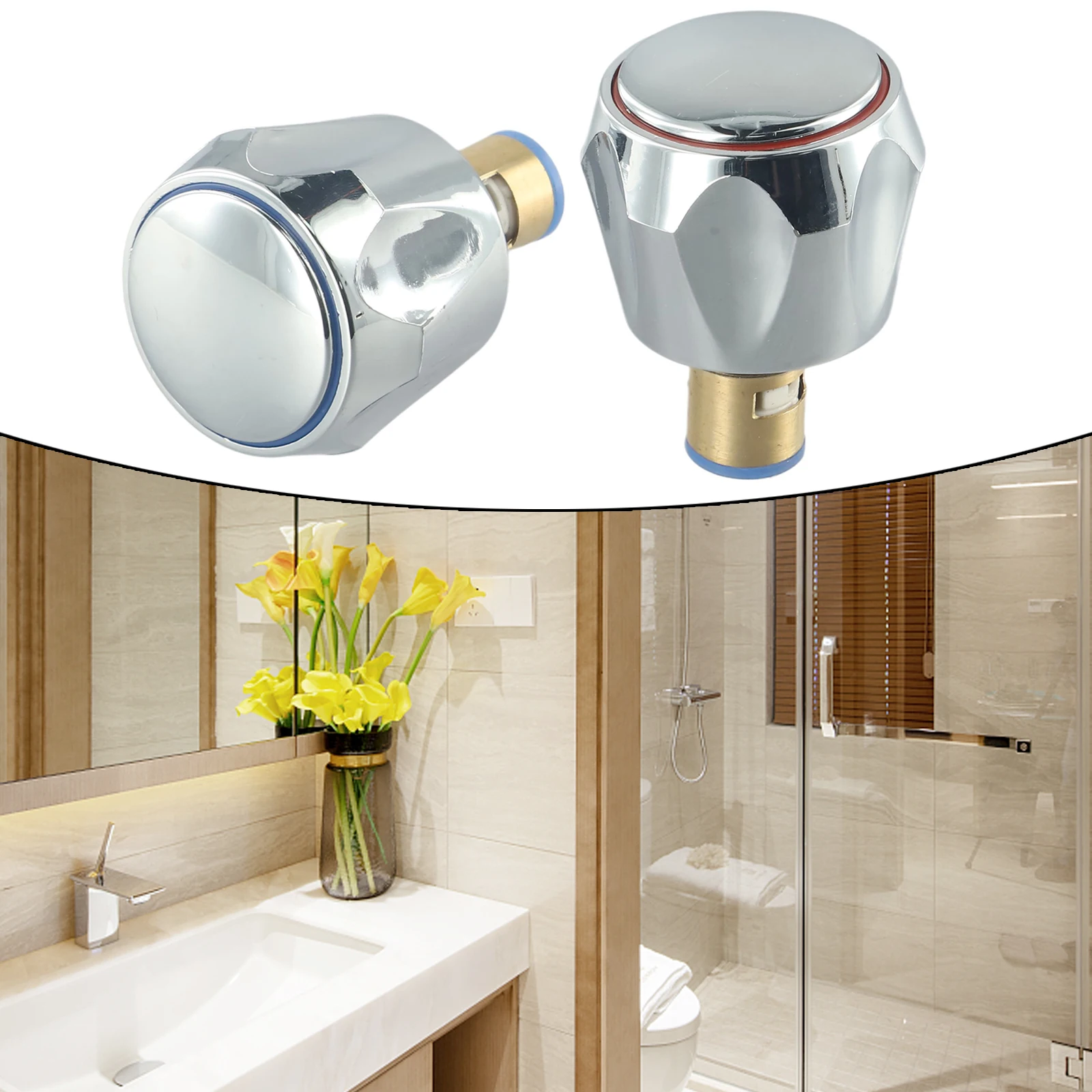 2pcs Screws 2pcs Tap Handle 2pcs Copper Valve Home Hardware Faucet Handle Handwheel Replacement Blue Handwheel Red