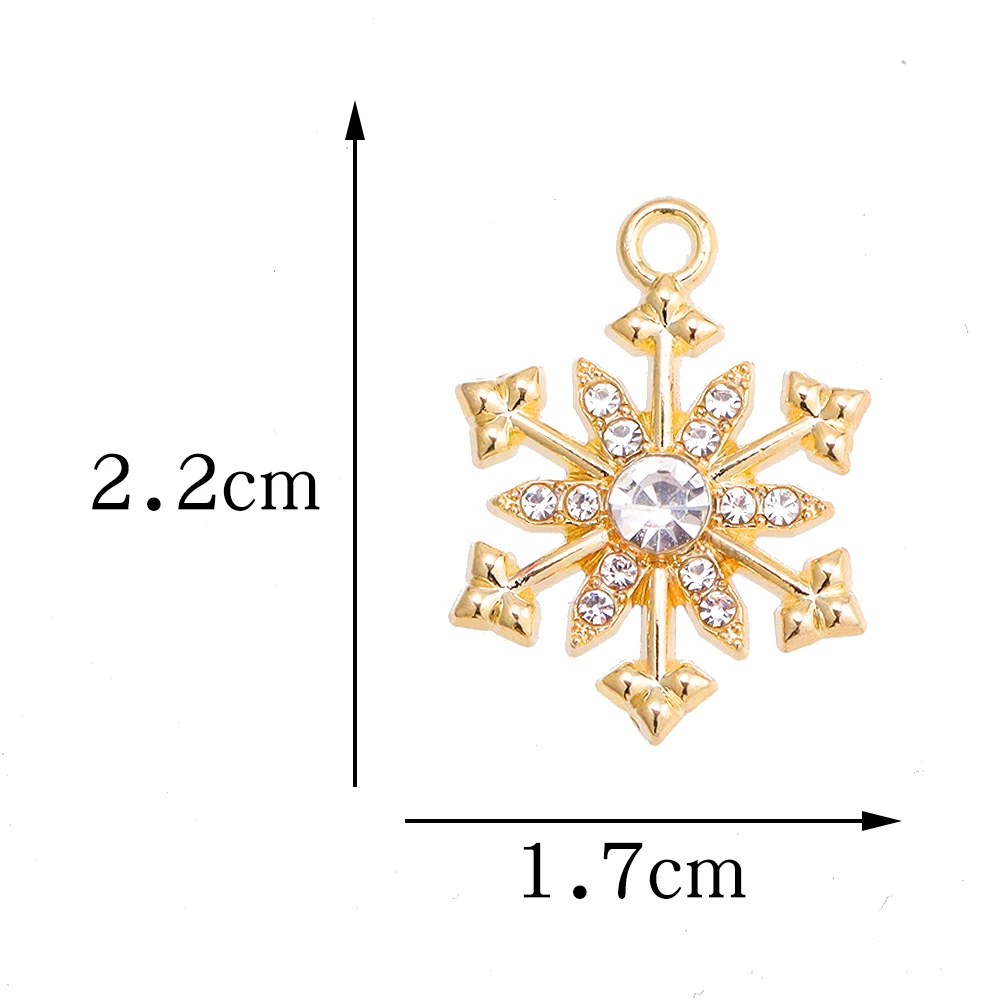 10 Stück Metall Zink legierung Mix Größen Schneeflocken Strass Charms für DIY Schmuck Herstellung Armband Ohrringe Zubehör Weihnachten Anhänger – Detail 2
