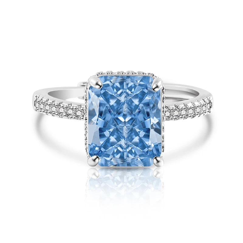 Punk style - Ice Flower Cut 925 Sterling Silver Ring - Rectangular shape - Fashionable jewelry suitable for women to wear