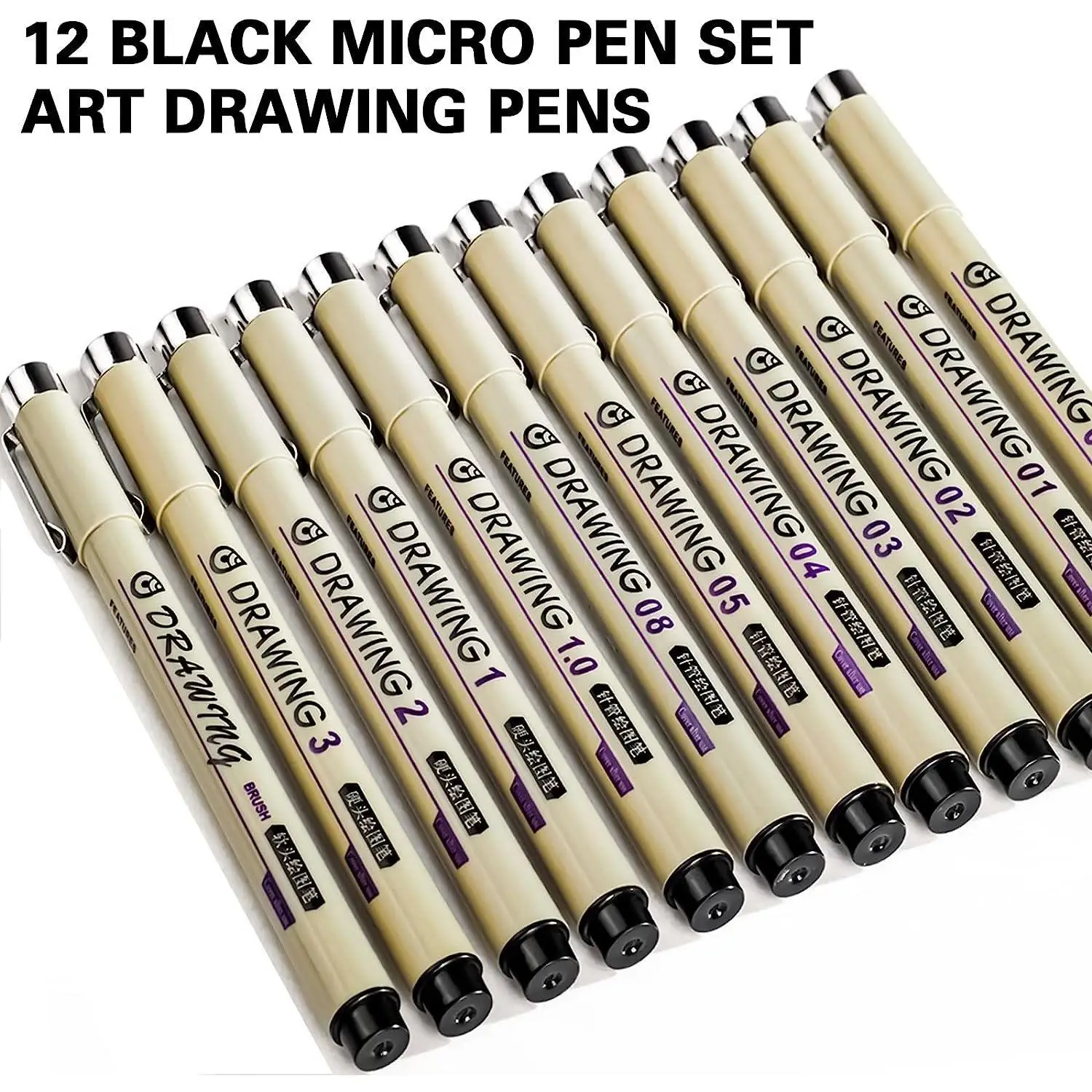 12 PCS Needle Pen Cherry Blossom The Same Waterproof Line Drawing Pen Hand Drawn Design Art Sketch