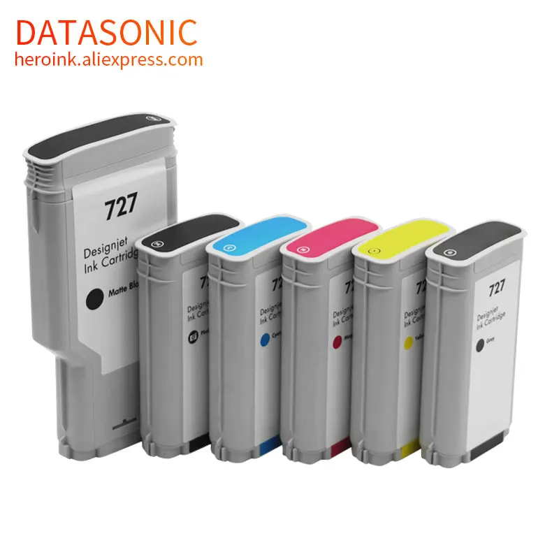 

DAT Compatible for 727 Ink Cartridge For HP DesignJet T920 T2500 T930 T1530 T2530 T1500 Printer (PBK C M Y GY MBK) 300ml