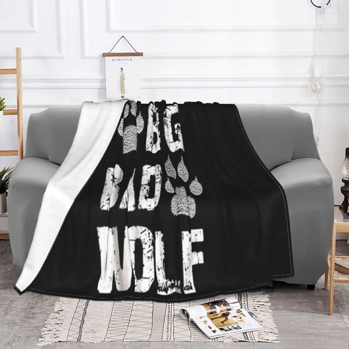 Official Big Bad Wolf Paw Print Halloween Costume Gift Oversize Style Creative Design Hip Hop Throw Blanket