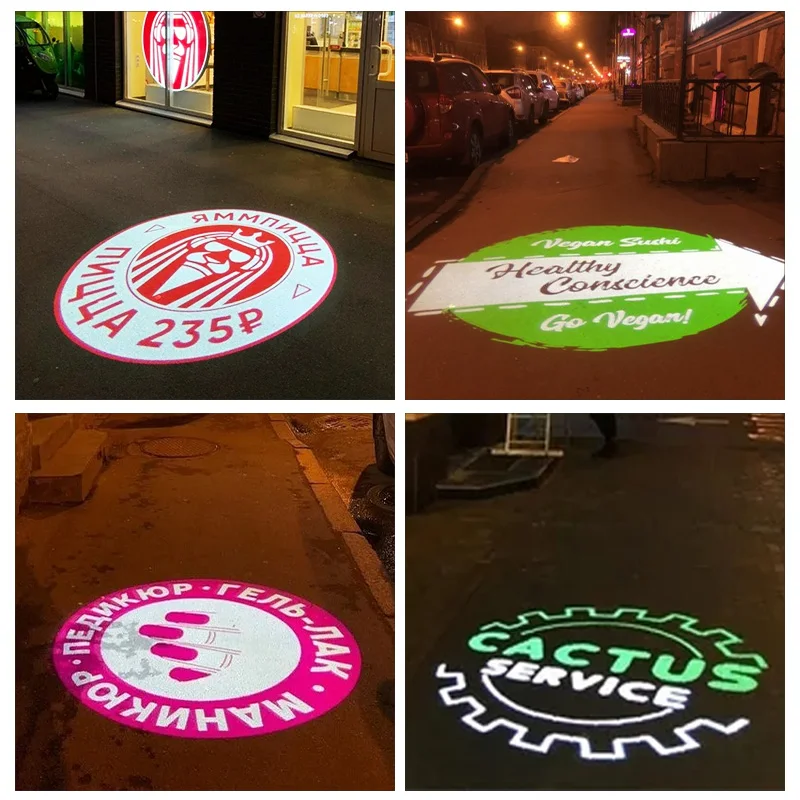 Luz de publicidade Gobo personalizada Rersonnalisé ao ar livre à prova d'água IP67 rotação de imagem projetor de logotipo LED no piso de entrada da loja