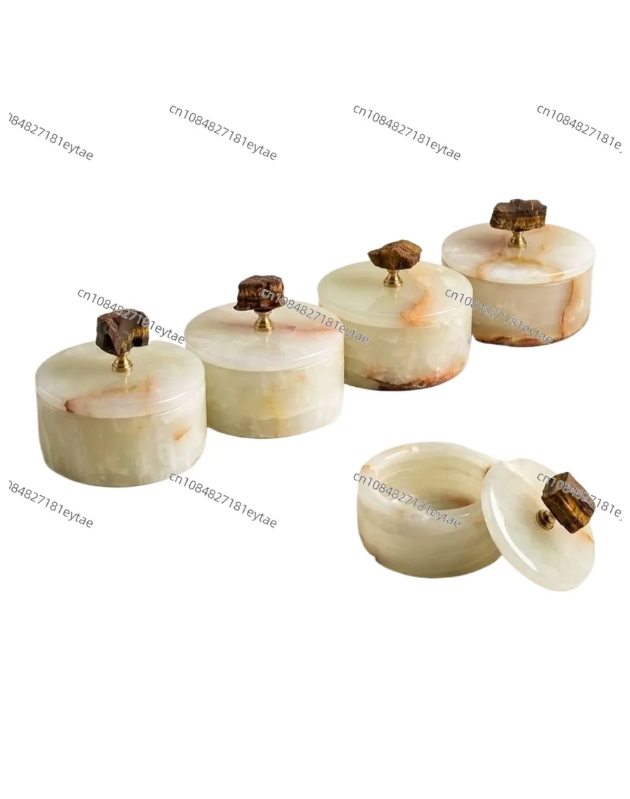 Light Luxury Natural Jade Storage Jar Decorative Box for Bedroom Dresser Jewelry Organizer Home Decor