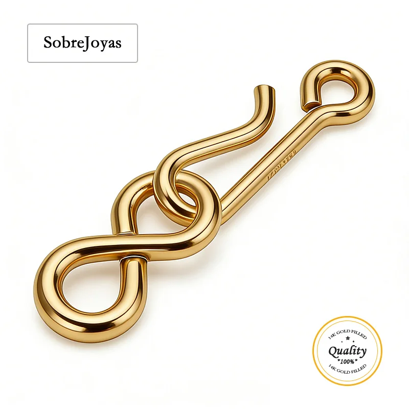 

Застежки-крючки и петли из позолоченного золота 14K, соединители, золотые кнопки, фурнитура для изготовления браслетов и ожерелий