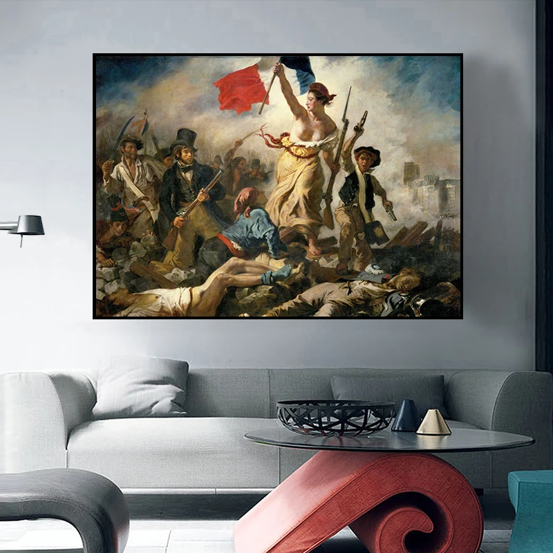 Artist Eugene Delacroix Liberty Leading The People Poster Canvas Painting French Revolution Marianne Wall Art Room Home Decor - view 5