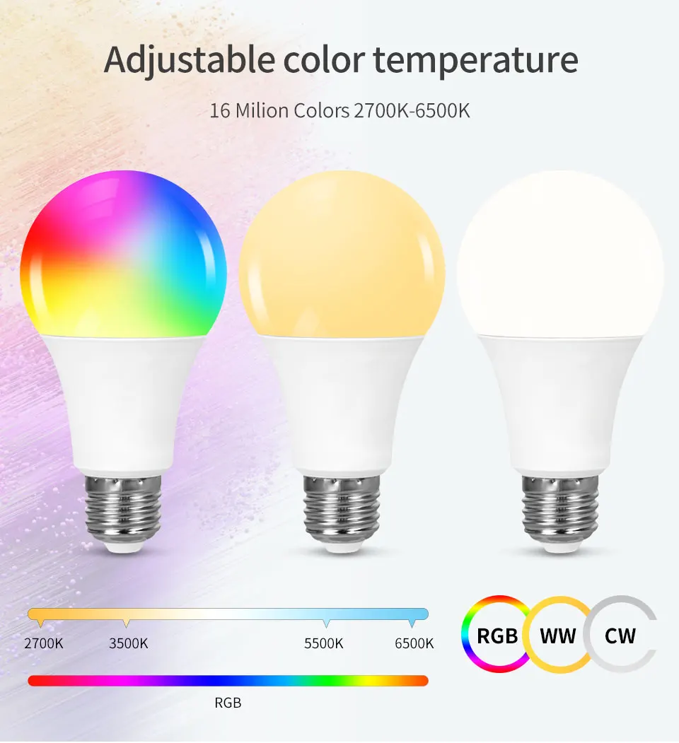 AC 220V 110V Tuya Smart Bluetooth LED lampadina E27 9W RGB Lampada APP controllo dimmerabile Lampada Timer funzione colore variabile