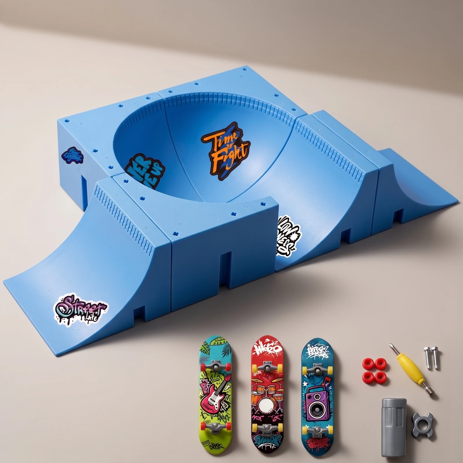 Fingerboard Park with Skateboards Modular Finger Skateboard Park Set Finger Skateboard Ramp Mini Fingerboard Ramp Trick Practice