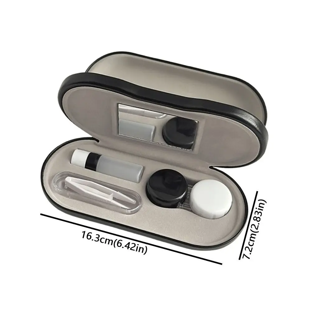 حقيبة تخزين النظارات 2 في 1 مع مرآة، صندوق نظارات بطبقة مزدوجة، غطاء حماية للنظارات السوداء المقاومة للضغط #6