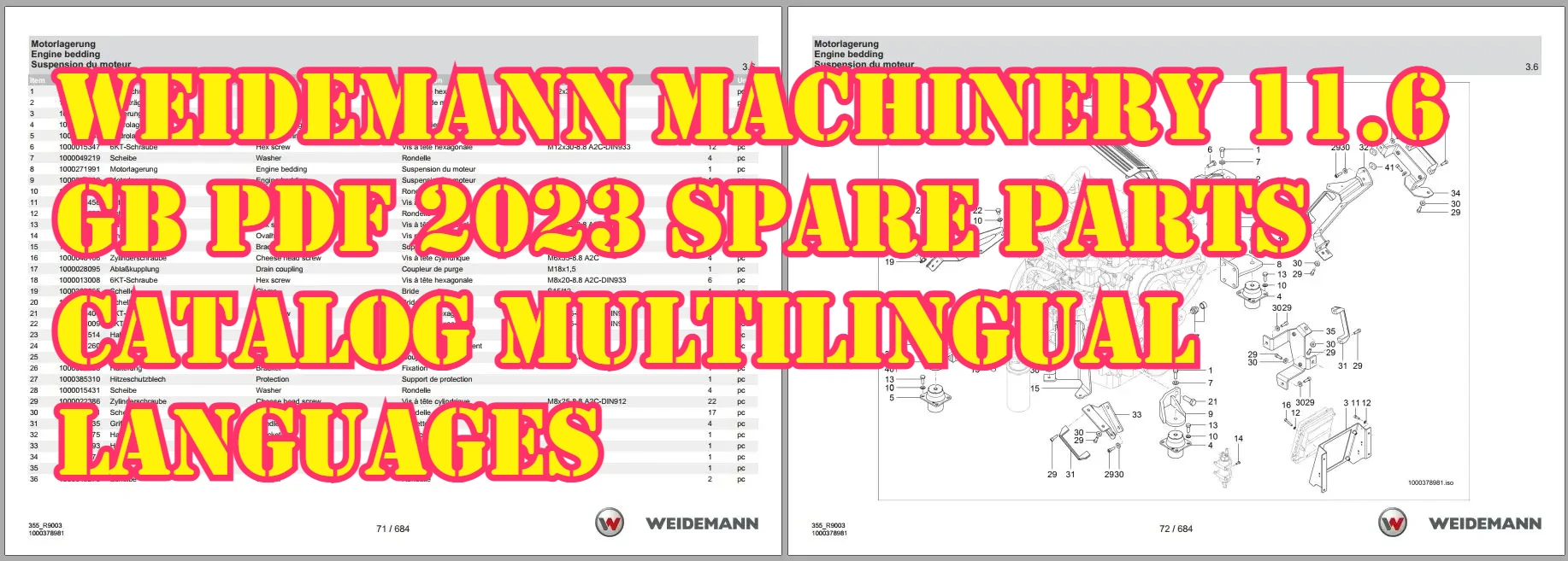 SpecDiag Weidemann Machinery 11.6 GB PDF 2023 Spare Parts Catalog Multilingual Languages