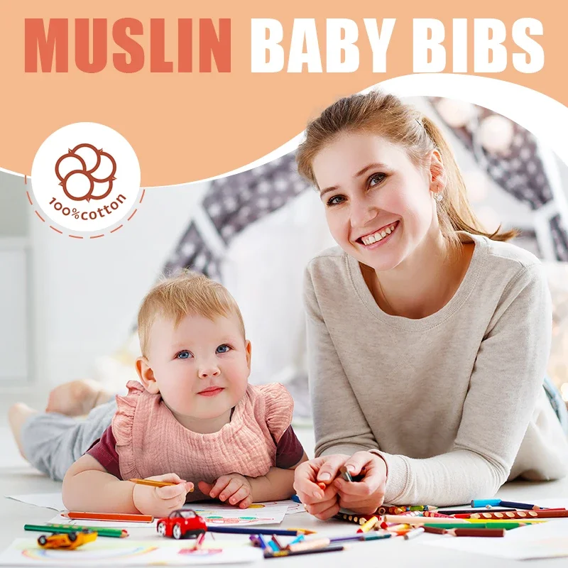 Celemek bayi kustom aksesori anak perempuan baru lahir Bib khusus untuk bayi dengan nama handuk kasa katun celemek bayi Bib tahan air anak laki-laki