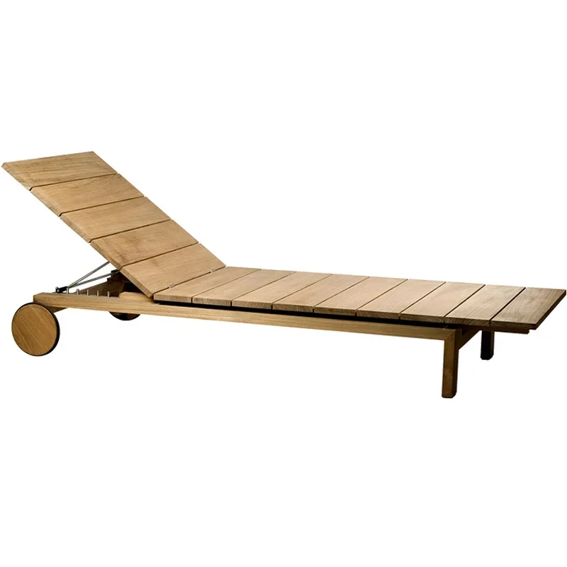 Outdoor teak bed, outdoor villa chair, outdoor courtyard terrace, solid wood leisure hotel sofa bed