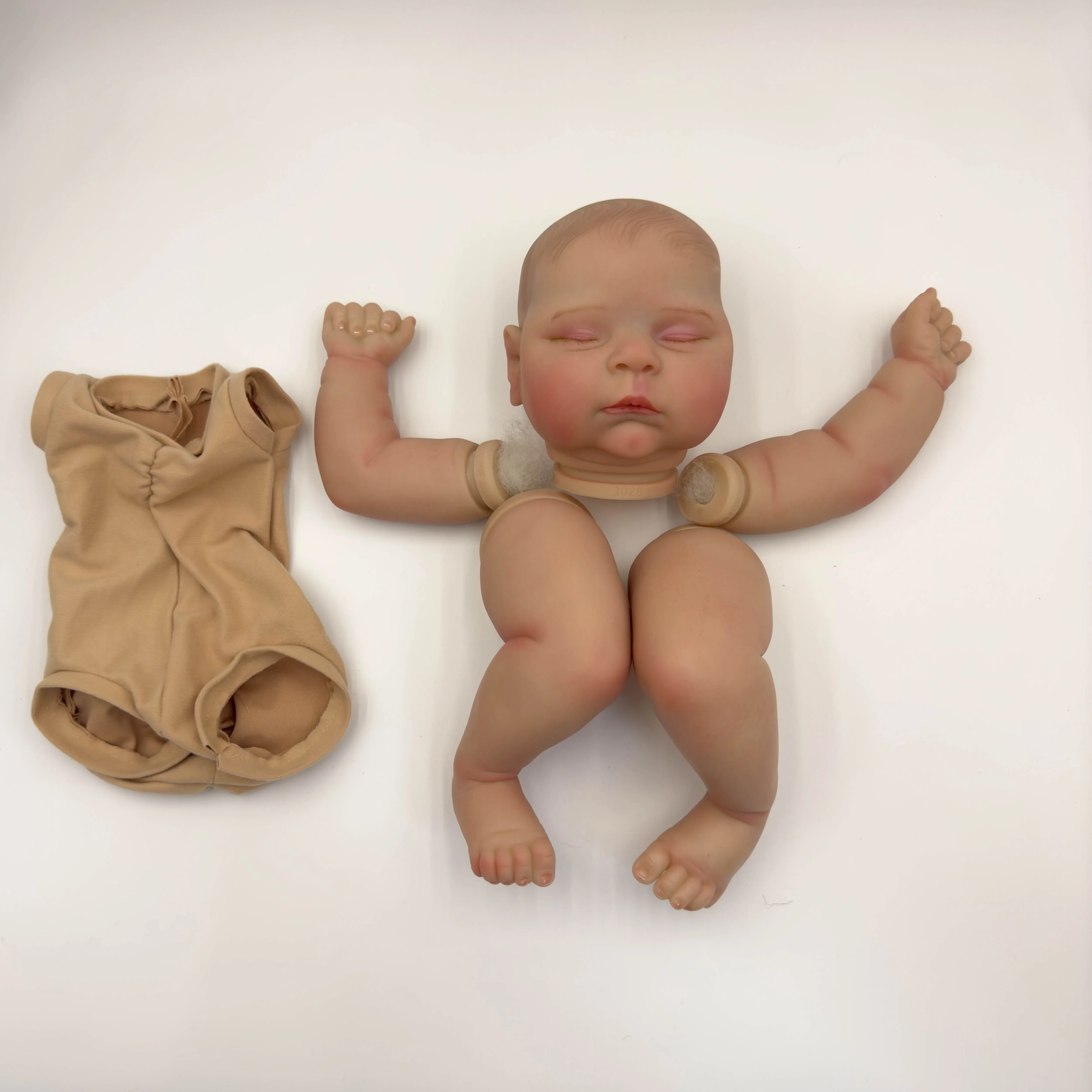 19inch Already Painted Reborn Doll Parts Peaches Sleeping Lifelike Baby 3D Painting with Visible Veins Cloth Body Included