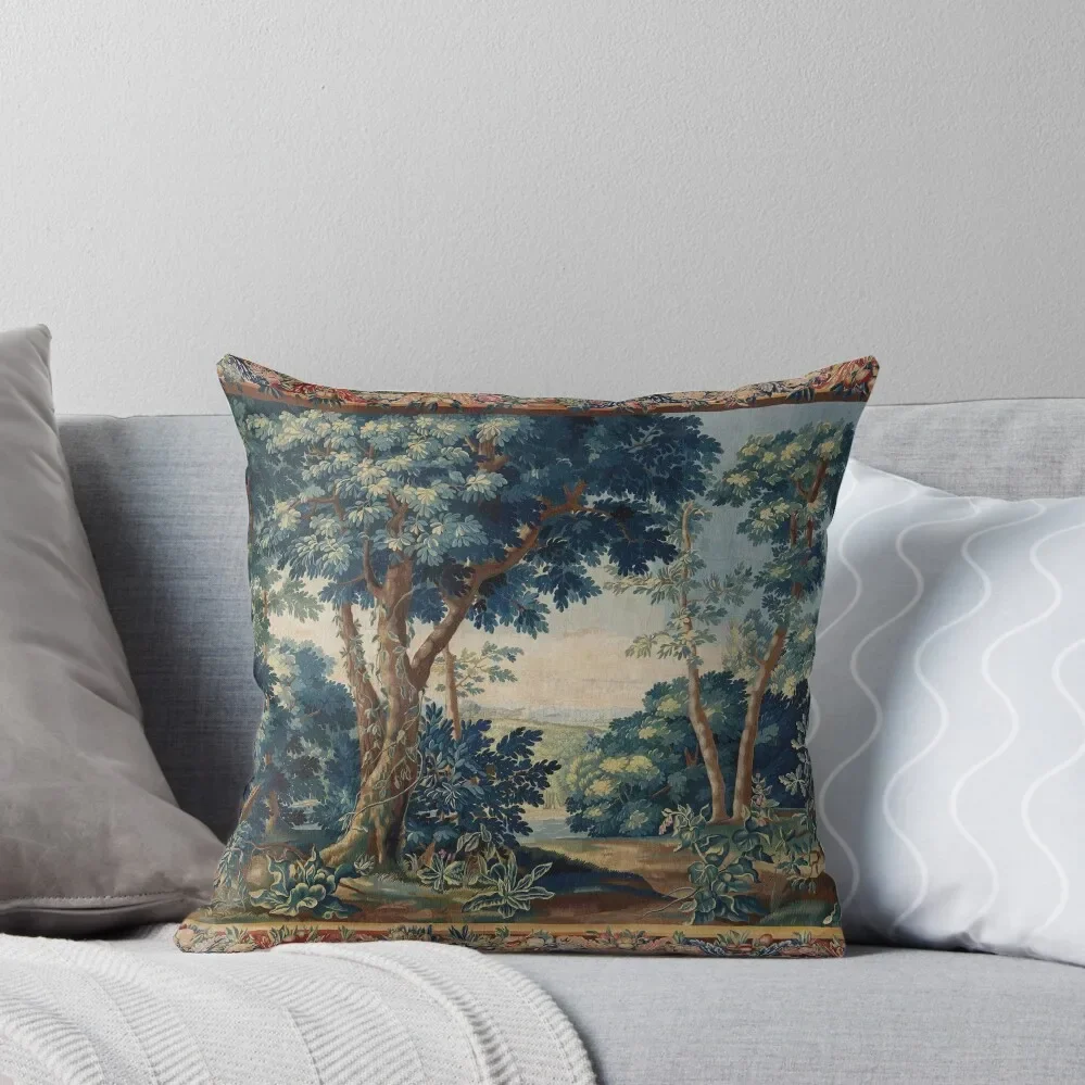 

GREENERY, TREES IN WOODLAND LANDSCAPE Antique Flemish Tapestry Throw Pillow Sofa Cushions Cover Elastic Cover For Sofa