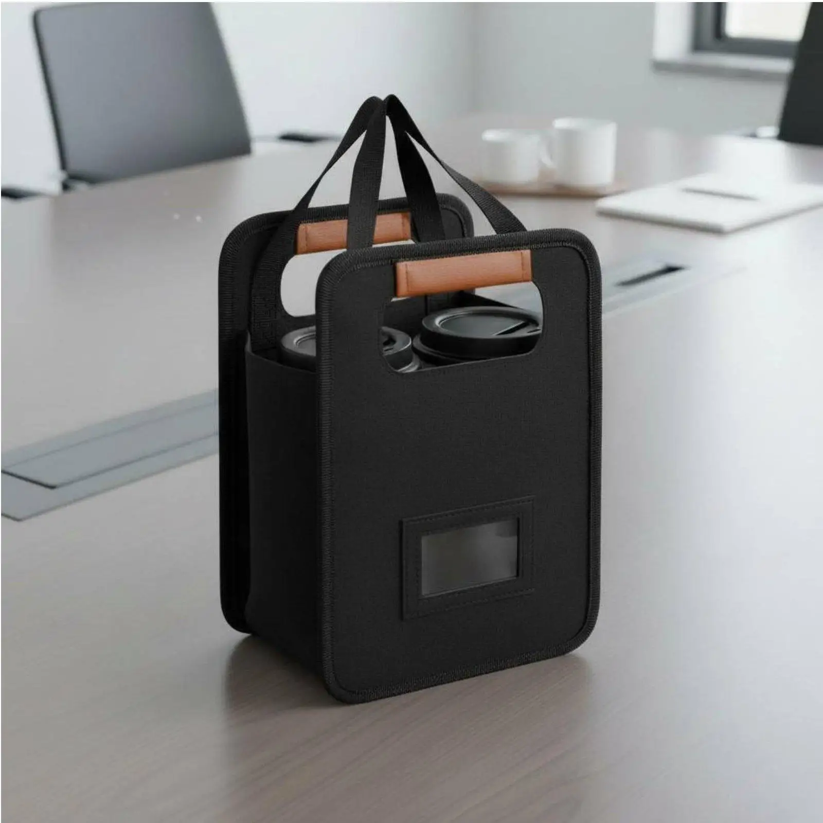 Foldable Drink Delivery Bag Sturdy Base Reusable Cup Holder Tote for Beach Party