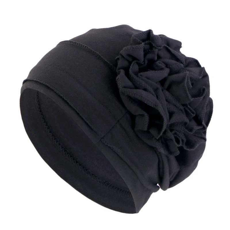 New Women Elegant Flower Turban Hat Stretchy Trendy Beanie Headscarf Outdoor Casual Sports Top Hat Bandanas Chemo Cap Head Wrap