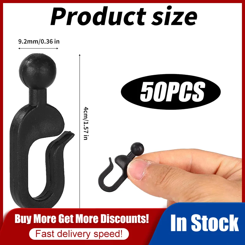 50Pcs/lot Plastic Hooks For Mosquito Netting And Gazebo Curtains Smooth Gliding Rustproof Multipurpose Use