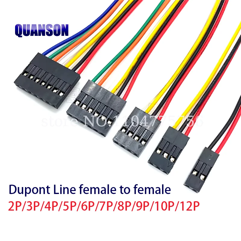 10PCS 2.54MM 2.54 Wire Dupont Line female to female 1P2 3 4 5 6 7 8 9 10 12 Pin Dupont cable connector JUMPER CABLE WIRE FOR PCB