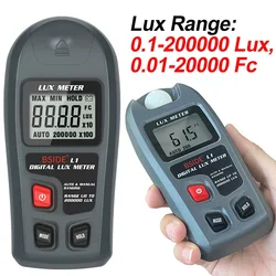 L1 Lux Meter Cyfrowy iluminometr Lux Tester 0,1-.200000 Lux/0.01-20000 Fc Kieszonkowy ręczny tester mierniczy z czujnikiem LCD