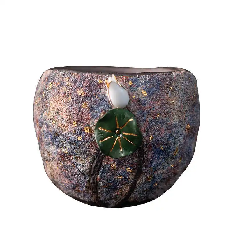 CX rock mine handmade lotus tea cup, creative ceramic master coarse pottery tea cup