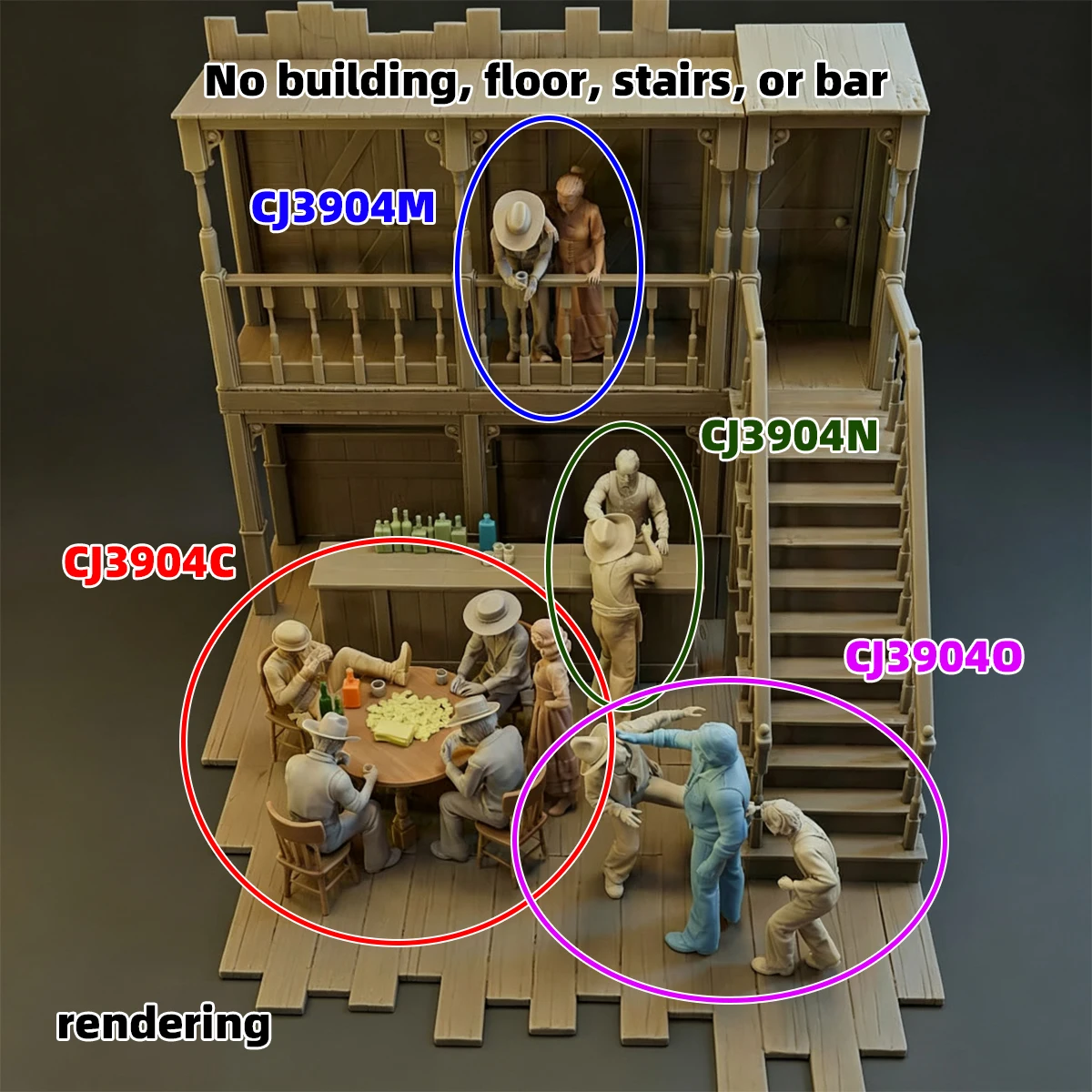 1/35 1/43 1/48 1/64 1/72 1/87 Modellbausatz 3D Harz Miniatur-Soldatenfiguren Diorama Unbemalte Wildwest-Saloon-Cowboys DIY – Detail 5