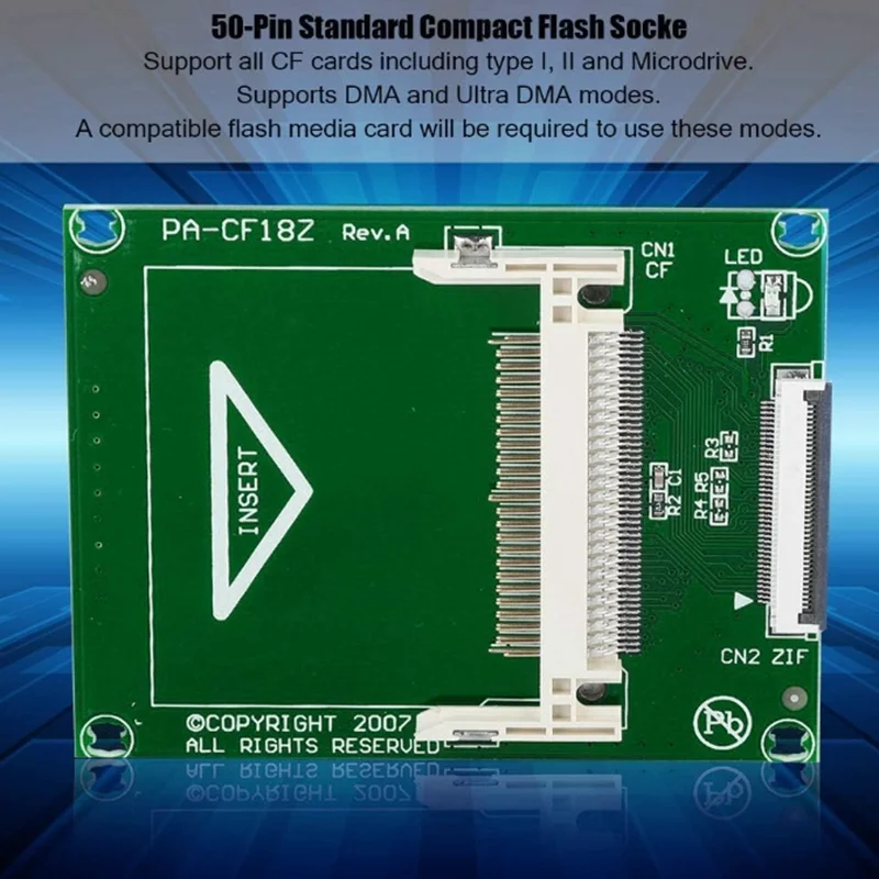 1pcs/ CF Card to ZIF CE Adapter Card, 1.8 inch 50 Pin Compact Flash CF Memory Card to ZIF/CE Adapter, SSD Adapter Card,