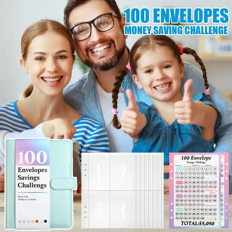 100 Envelopes Money Saving Challenge Money Saving Binder With Cash Envelopes Waterproof A5 Binder 100 Day To Save 5 050 For Home