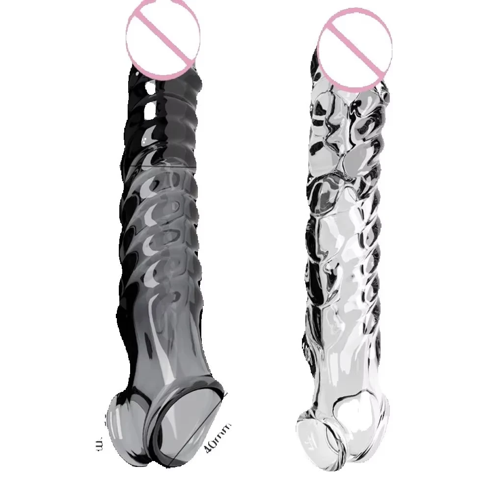 Penis Cover for Men Thread Vibration Wolf Tooth Sleeve Enlargement Safe Silicone Reusable Delay Ejaculation Condoms Sex Toys 18+