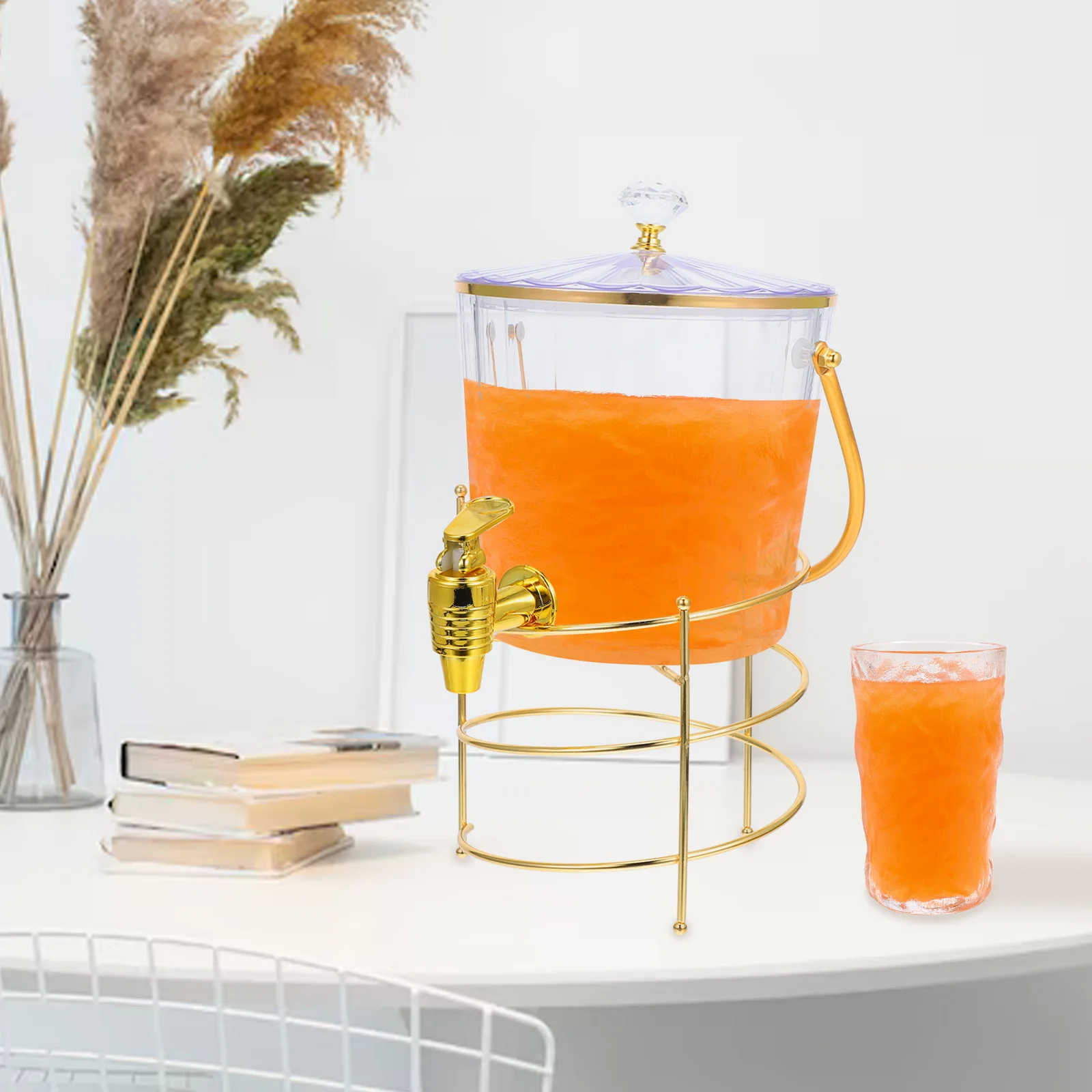 

1 Set Ice Bucket With Spigot Transparent Beverage Dispenser Cold Drink Container For Parties Juice Tea Dispensing Stand Portable