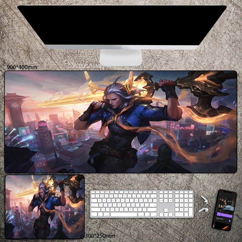 League of Legends viogo bantalan Mouse Anime, alas Mouse Pad komputer ekstra besar 40x90MM, aksesori game Anti selip