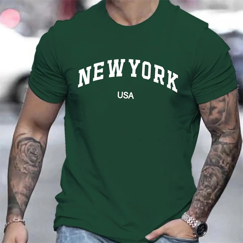 Summer Casual USA New York Letter 3d Print Men Women T-shirts Outdoor Sportwear Oversized Gym Tops Short Sleeve Tee Shirt Homme