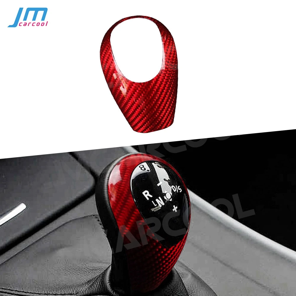 Carbon fiber Black/Red Gear Shift Knob Cover left and Right Universal For BMW old M series M3(2009-2013) M5(2005-2008) M6(2006)