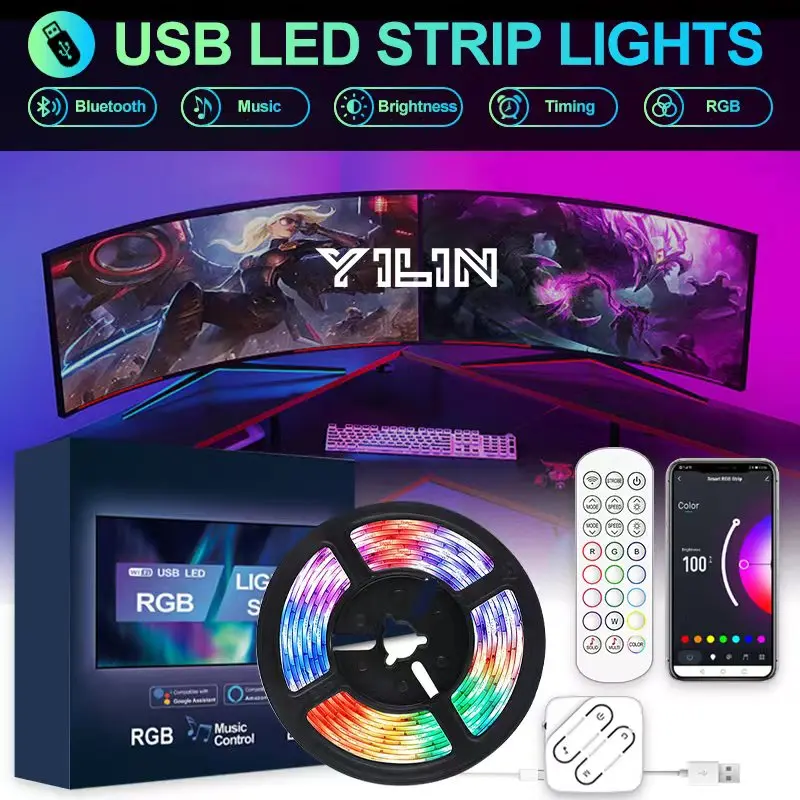 

Светодиодная лента для смарт-ТВ RGB, USB, 5 В, Wi-Fi