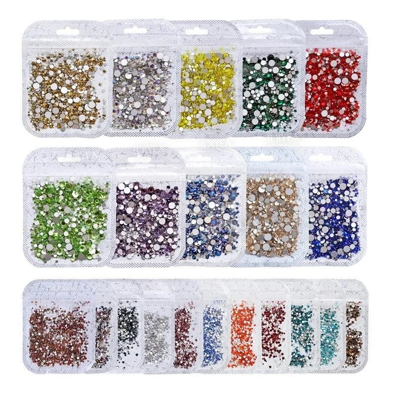 Mix Sizes Ss3-ss30 Over 30 Colors Nail Rhinestones Strass Non Hot Fix Crystals Glass Glitters For 3d Decor Art Manicure Designs