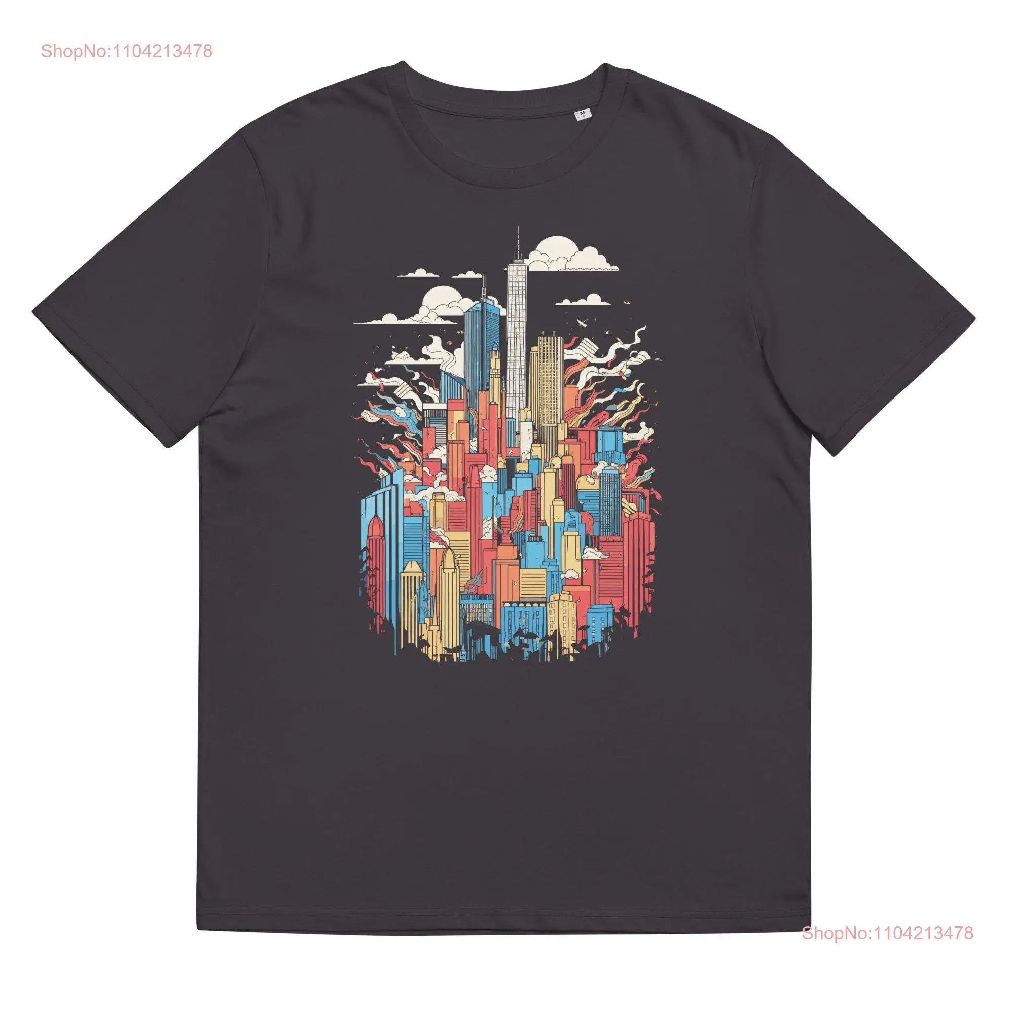 City view organic t shirt urban scape abstract minimalist Imaginary Apparel long or short sleeves