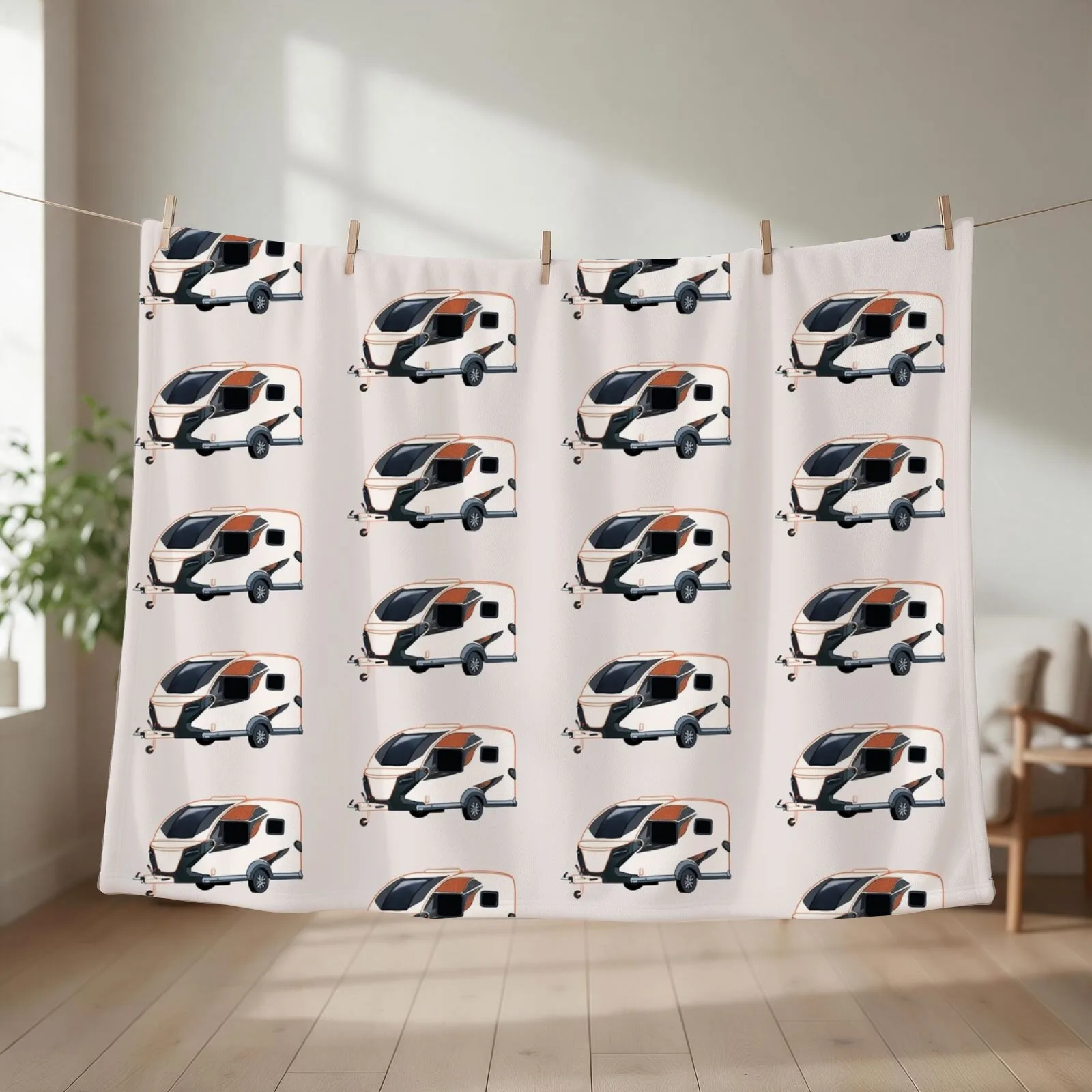 BASE CAMP Caravan with Honeycomb pattern Throw Blanket couch cozy soft plush fuzzy picnic outdoor blanket