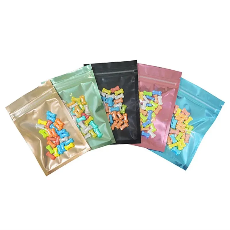 

100PCS Aluminum Foil Ziplock Packaging Clear Bag DIY Cocoa Matcha Plastic Snack Coffee Spice Jewelry Tea Gift Storage Pouches