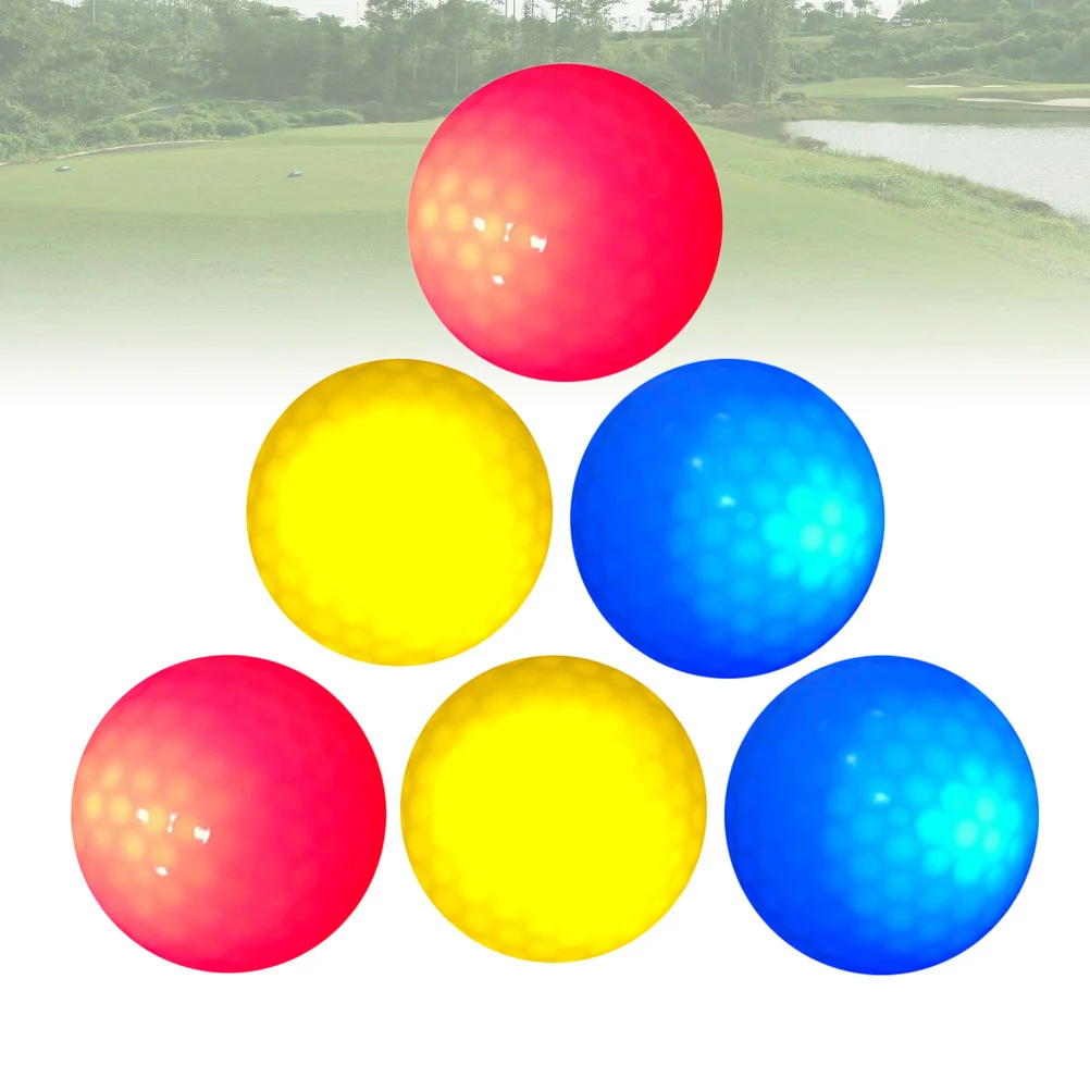 

6Pcs LED Light Up Golf Balls Synthetic Rubber Flashing Electronic Glow Balls for Night Golf Practice Training High Visibility