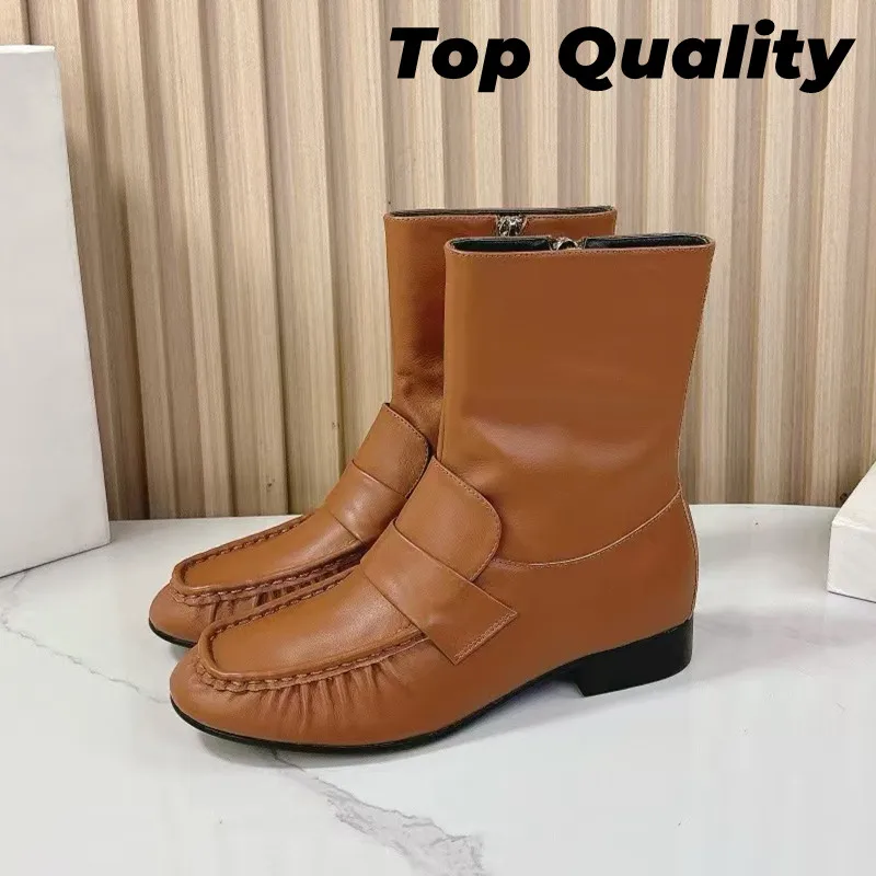 

Women's classic round toe short boots women's solid color sheepskin and cowhide fashionable and versatile women's boots