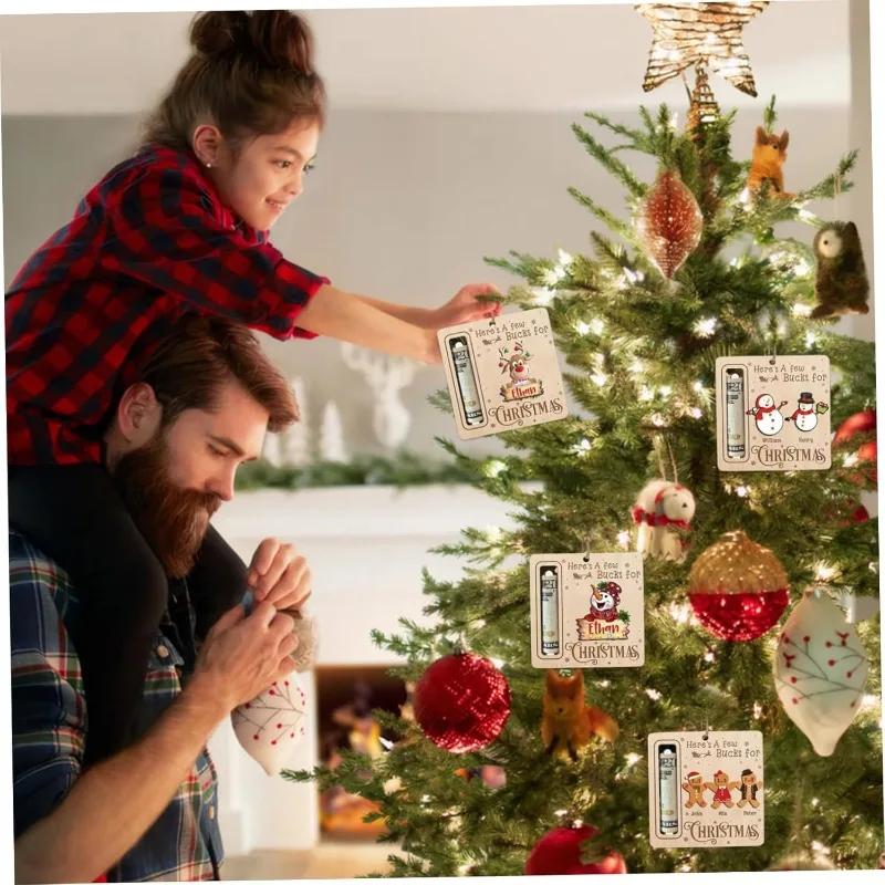 عيد الميلاد أصحاب المال خشبية معلقة حامل المال الحلي شجرة عيد الميلاد ثلج الأيائل معلقة قلادة هدايا حفلة السنة الجديدة #4