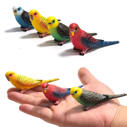 Mini Cute Simulated Parrot Children's Ornament Toy Animal Model PVC Plastic Craft Ornament Zoo Artificial Bird Statue Home
