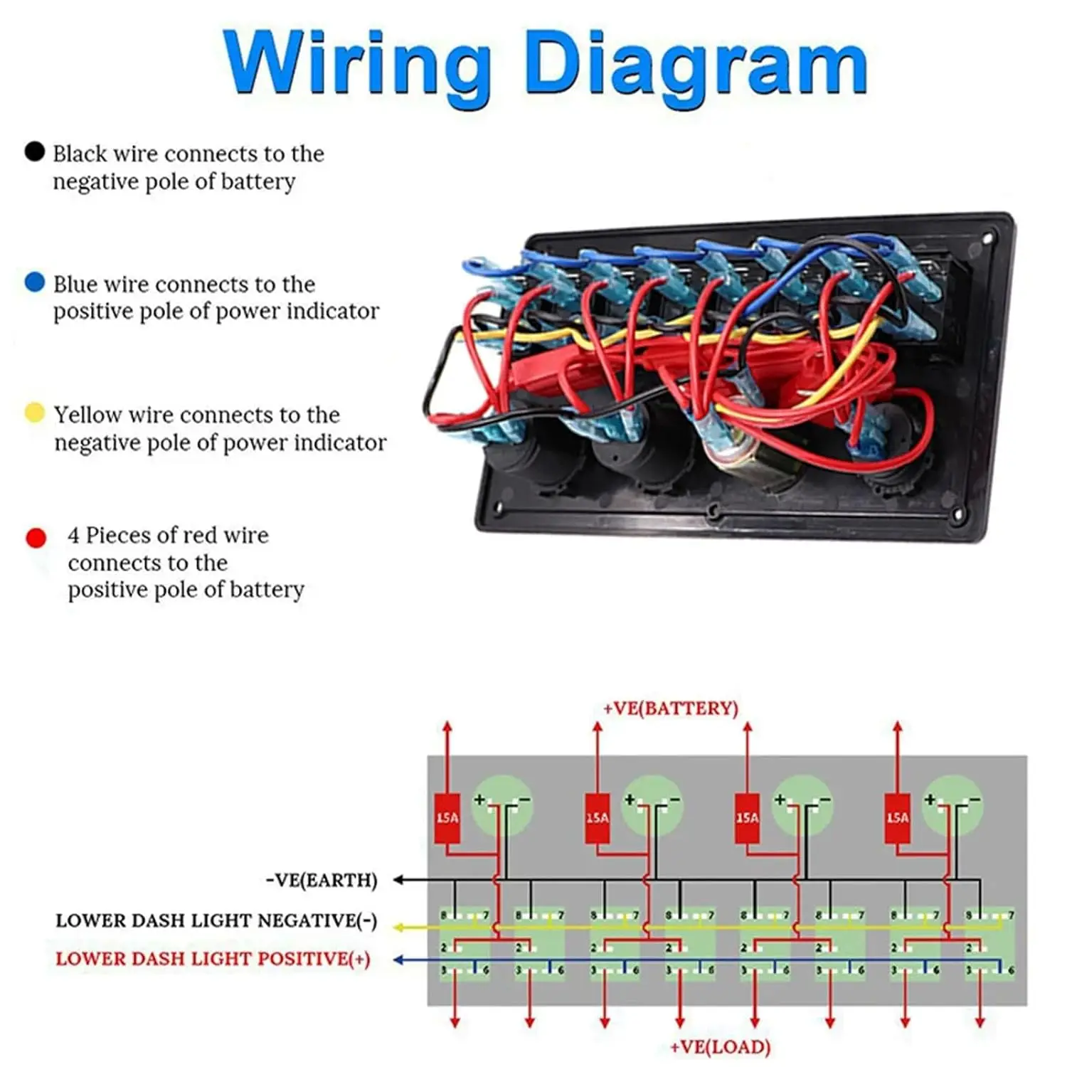 Novo design 8 gangues AI painel de interruptor rocker duplo QC 3.0 USB tomada de carregador de carro com display de tensão