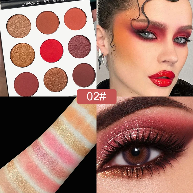 9 Colors Nude Eyeshadow Powder Makeup Palette Matte Shimmer Eye Pigmented Powder Make Up New Warm Earth Color Eyeshadow