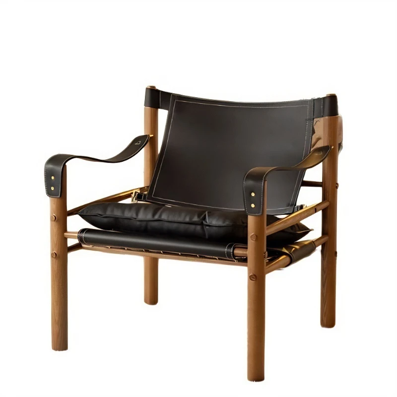 Printed chair balcony solid wood single safari chair furniture